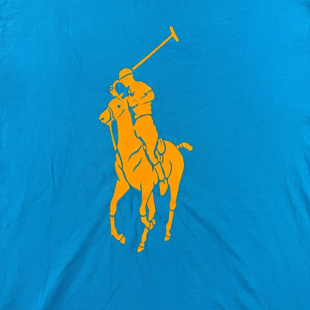 Polo Ralph Lauren Shirt Men's‎ Large Blue Classic Fit Big Pony Graphic Tee